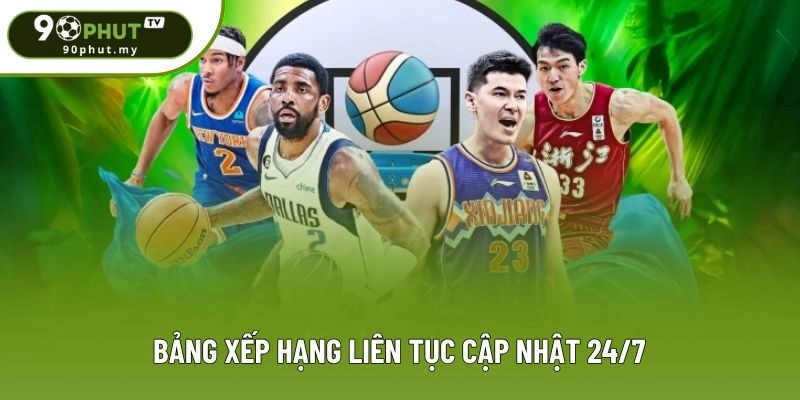 Bảng xếp hạng liên tục cập nhật 24/7